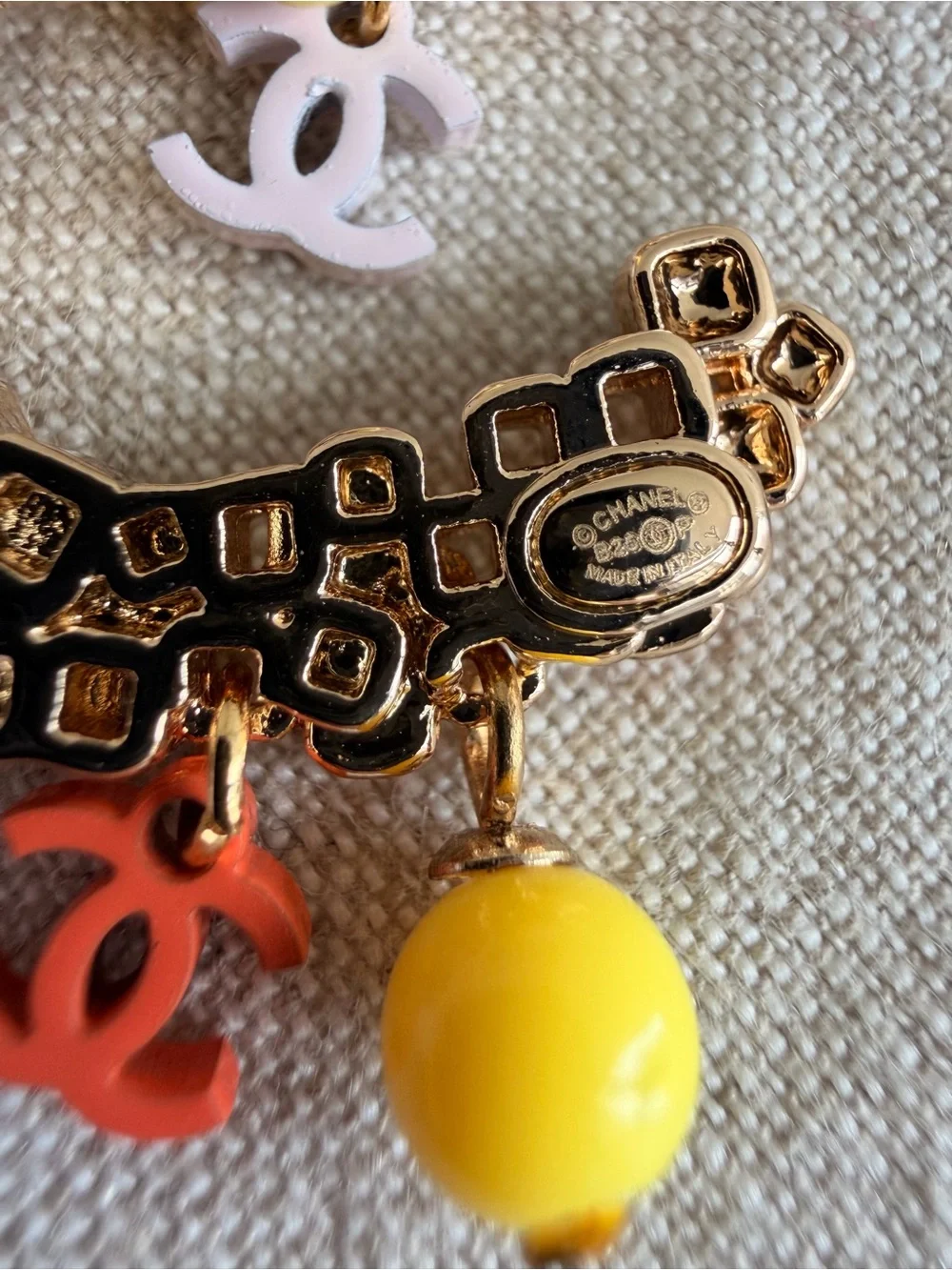 CHANEL CC Logo Colorful Charm Statement Earrings